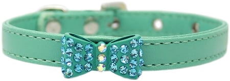 Bow-dacious Crystal Dog Collar Aqua Size 16